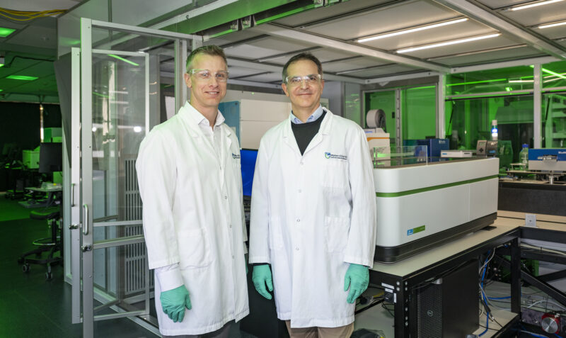 Jeff Mitchell and Guillaume Lessene in the National Drug Discovery Centre